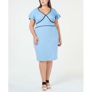 MSRP $69 Love Squared Trendy Plus Size Piped Sheath Dress Size 1X